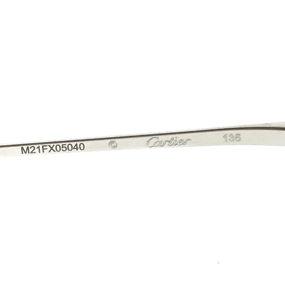 Cartier Eyeglasses Frames CT0234O 002 Shiny Silver Cat Eye Wire Rim 54-19-135